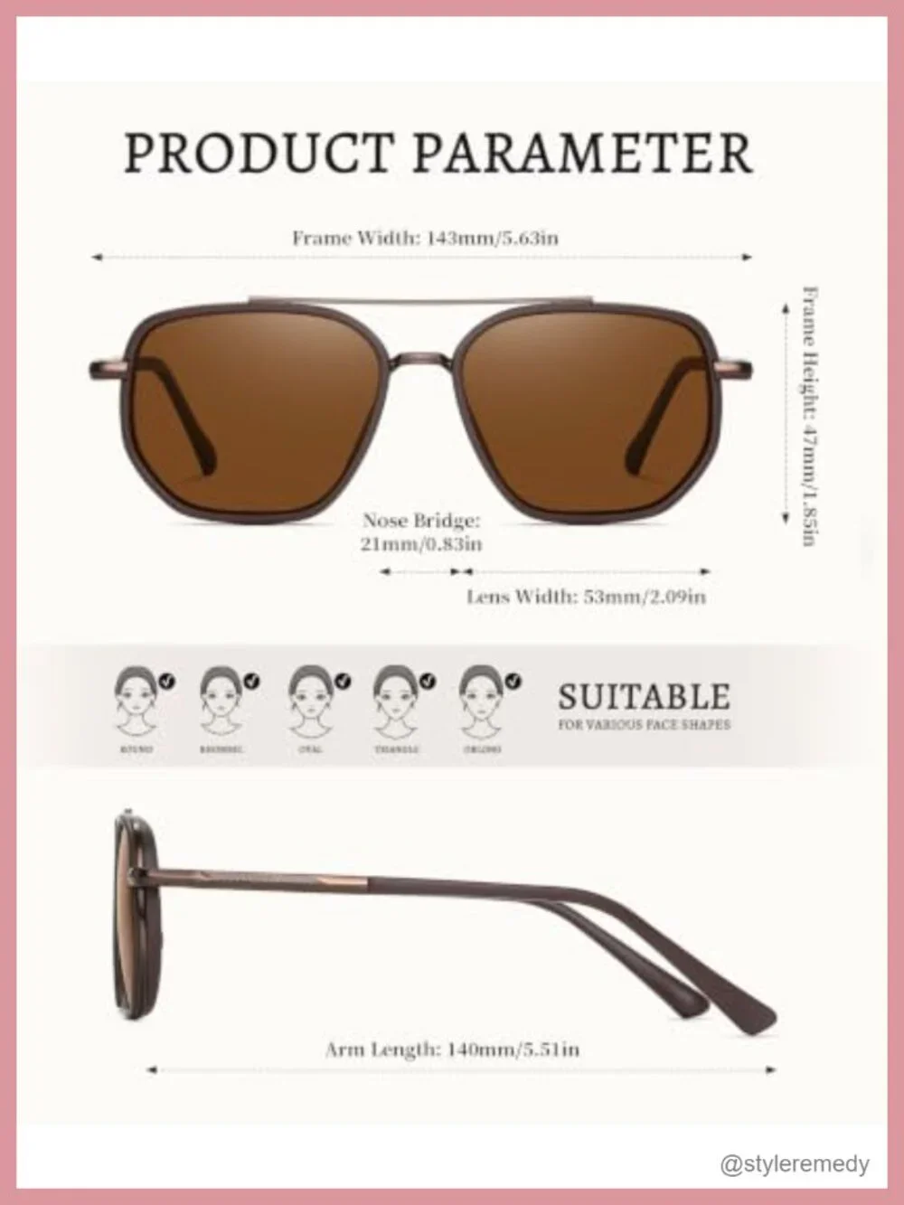 Retro Polarized Aviator Sunglasses for Women Men Trendy Metal Square UV400